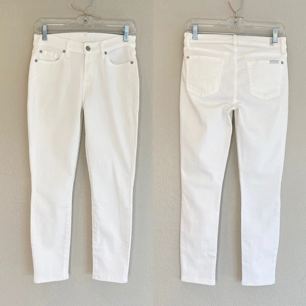 7 FOR ALL MANKIND The Gwenevere White Jeans Skinny Midrise Size 26 Summer Jeans
